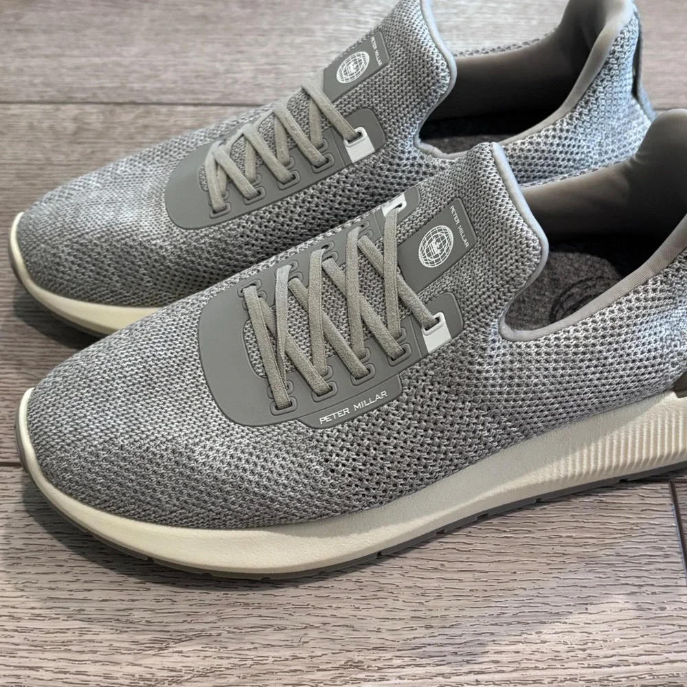 Peter Millar Hyperlight Apollo Mens 8.5 Grey Knit Sneakers Running Shoes Casual